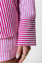 Colourful Rebel Lyn Contrast Striped Blouse - Light Pink - Kubanna