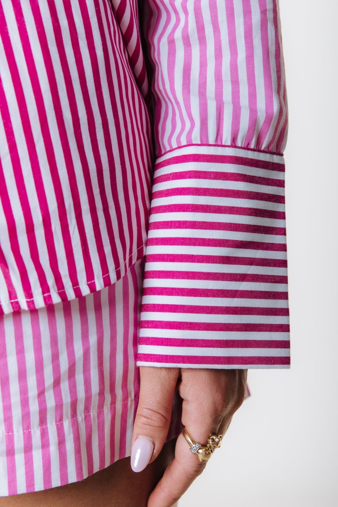 Colourful Rebel Lyn Contrast Striped Blouse - Light Pink - Kubanna