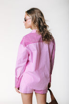 Colourful Rebel Lyn Contrast Striped Blouse - Light Pink - Kubanna