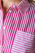 Colourful Rebel Lyn Contrast Striped Blouse - Light Pink - Kubanna