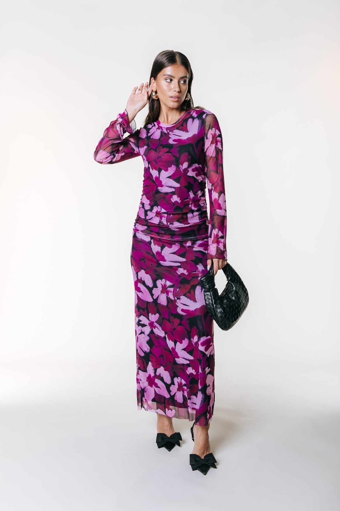 Colourful Rebel Maude Big Flower Maxi Mesh Dress - Purple/Pink - Kubanna