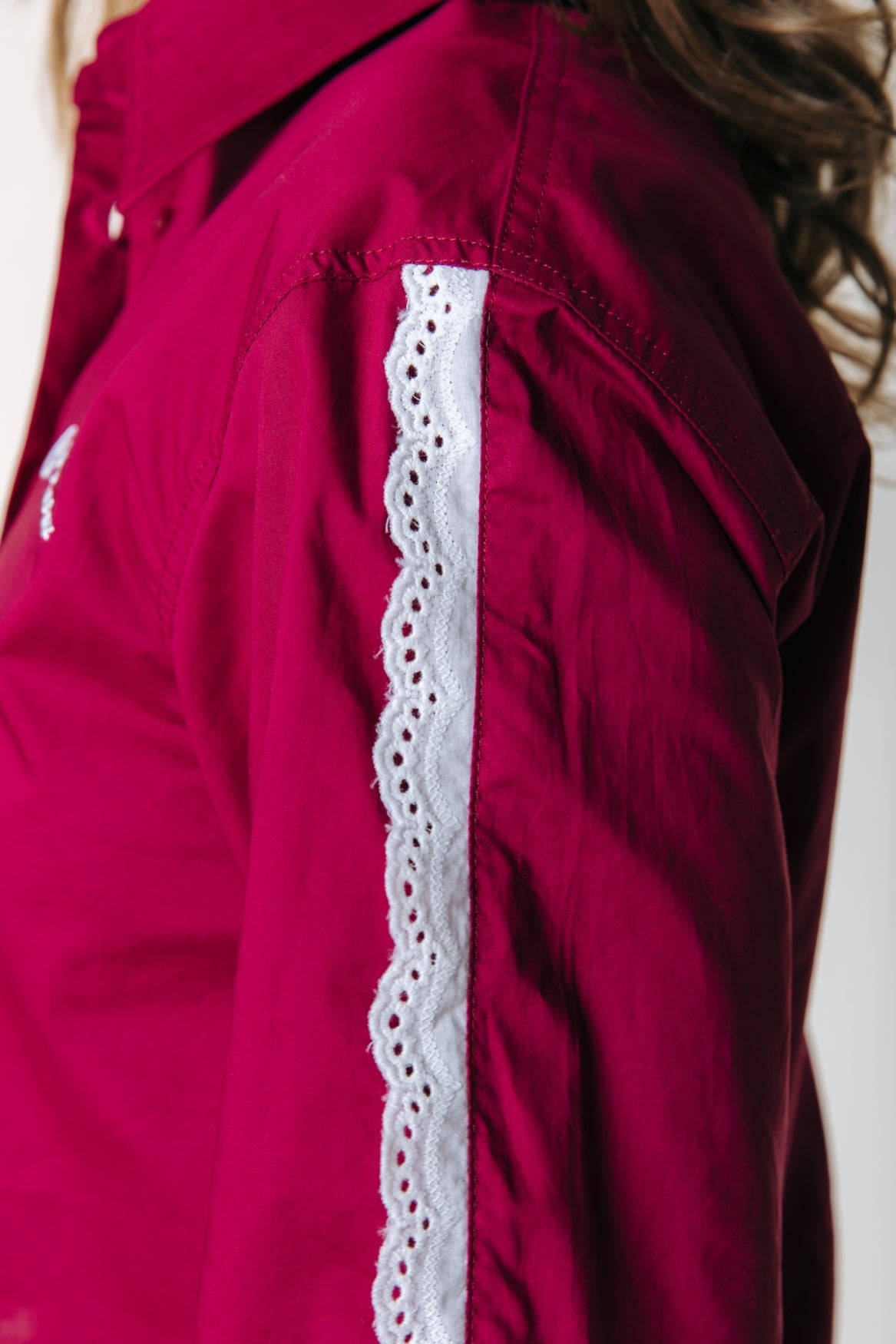 Colourful Rebel Miggy Cropped Blouse - Deep Burgundy - Kubanna