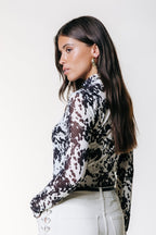 Colourful Rebel Neyo Cow Mesh Turtleneck Top - Beige - Kubanna