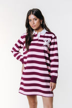 Colourful Rebel Ninny Polo Sweater Dress - Burgundy/Pink - Kubanna