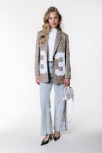 Colourful Rebel Paris Check Patch Blazer - Brown - Kubanna