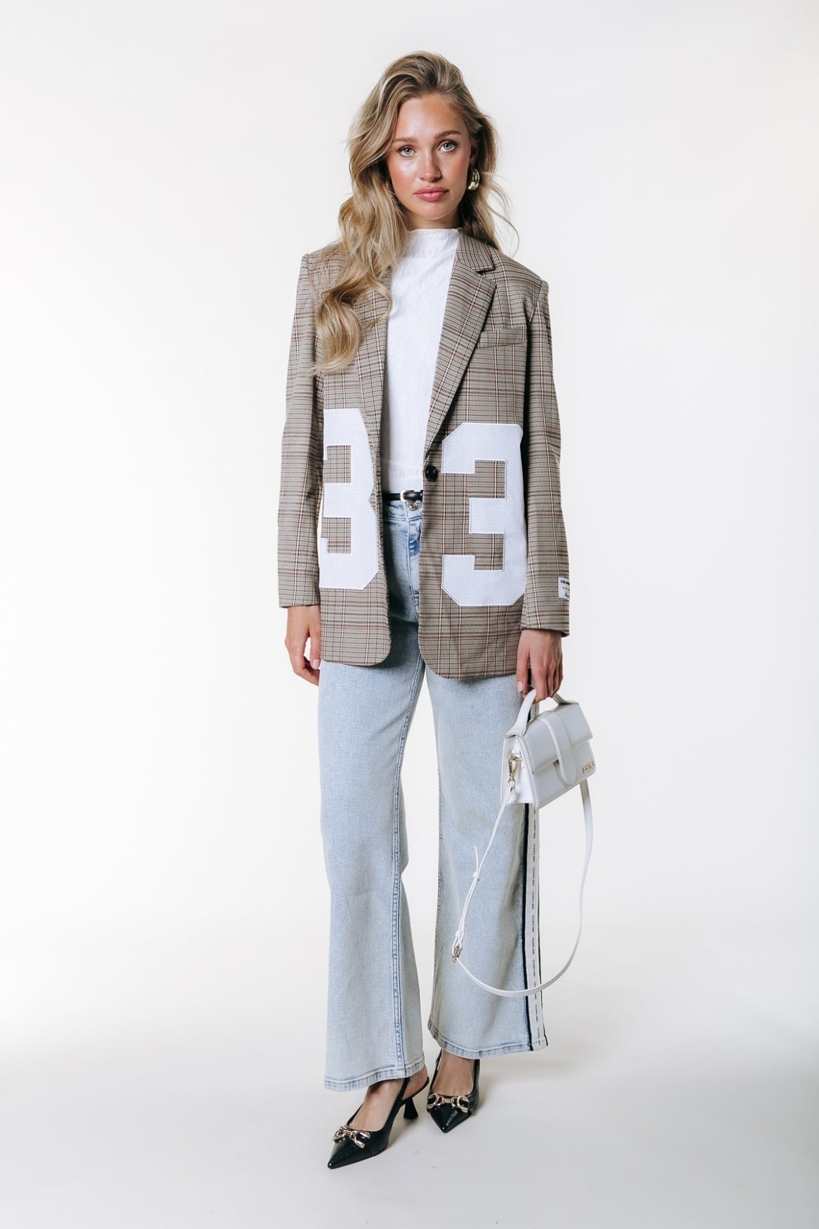 Colourful Rebel Paris Check Patch Blazer - Brown - Kubanna