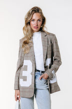 Colourful Rebel Paris Check Patch Blazer - Brown - Kubanna