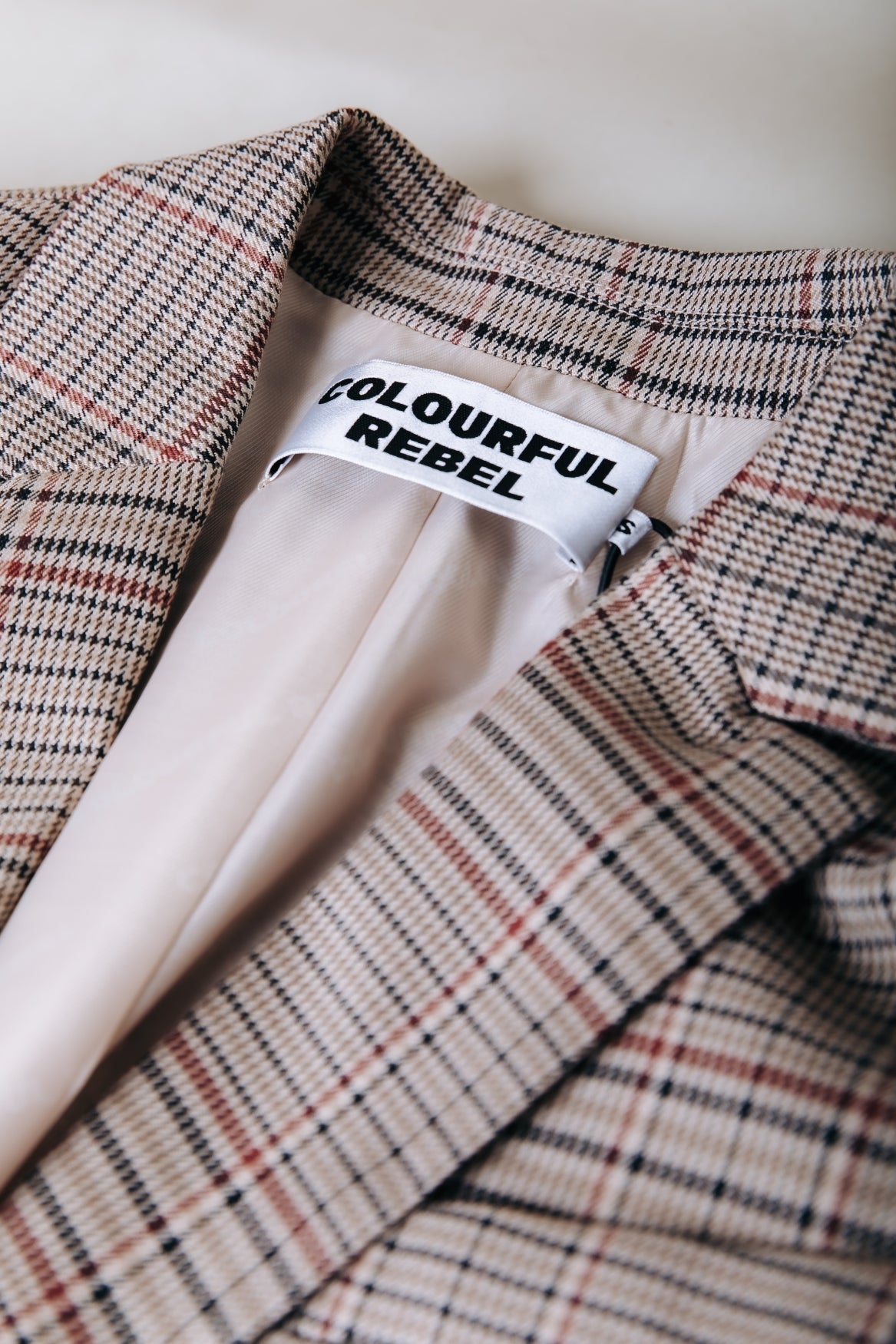 Colourful Rebel Paris Check Patch Blazer - Brown - Kubanna