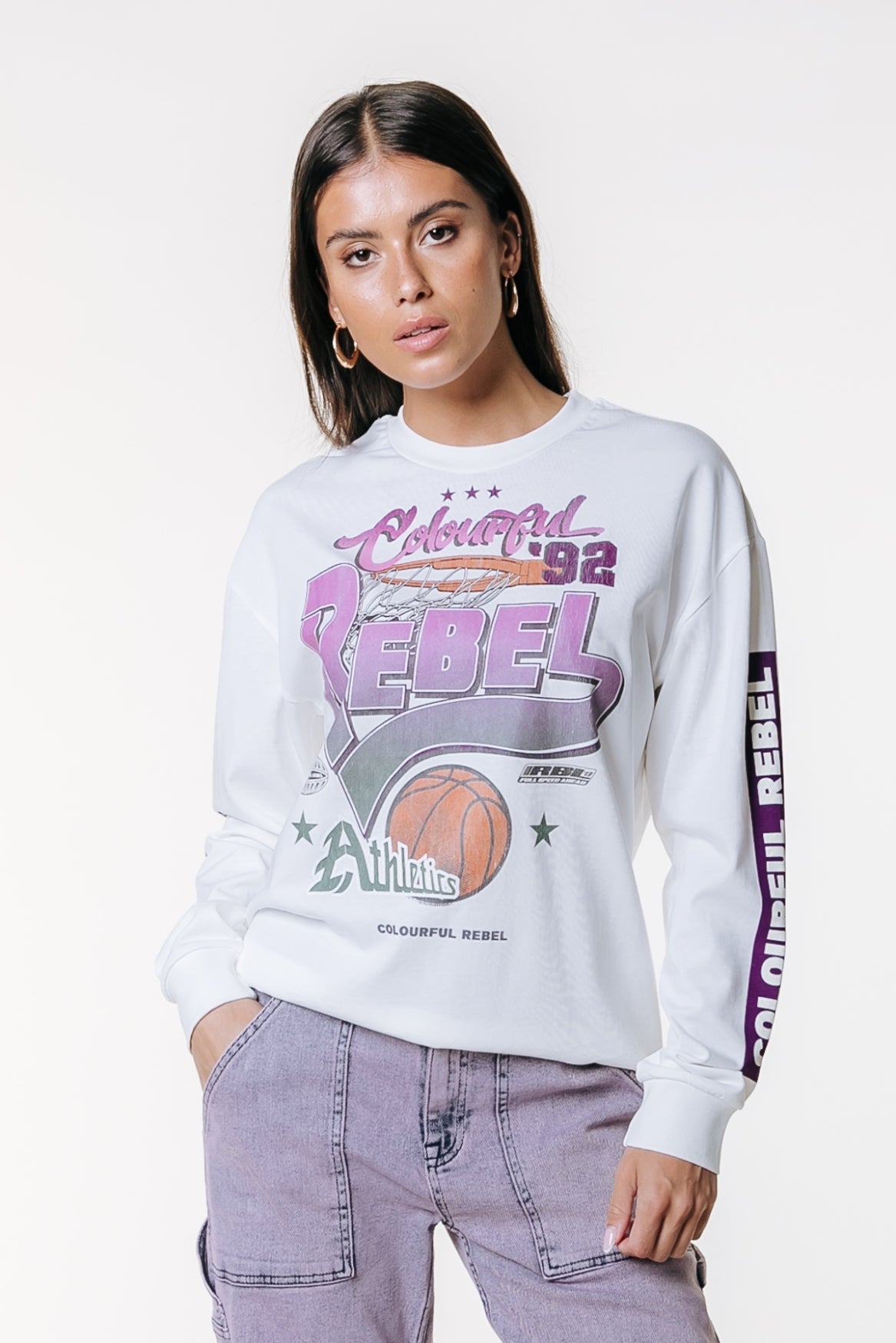 Colourful Rebel - Rebel Basketball Longsleeve - White - Kubanna