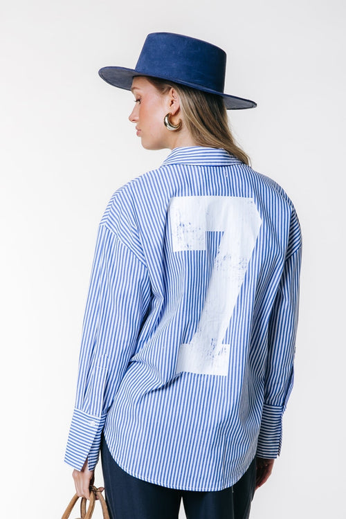 Colourful Rebel Talia Striped Blouse - White/Blue - Kubanna