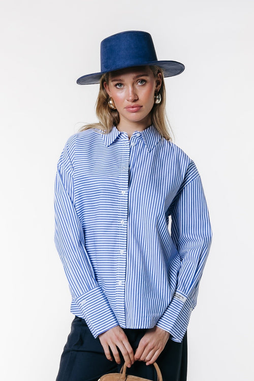 Colourful Rebel Talia Striped Blouse - White/Blue - Kubanna