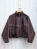 Contrast Line Track Jacket - Brown - Kubanna