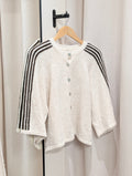 Contrast Stripe Boxy Cardigan - Ecru/Brown - Kubanna