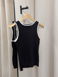 Contrast Trim Rib Tank – Black/White - Kubanna