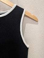 Contrast Trim Rib Tank – Black/White - Kubanna