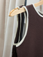 Contrast Trim Rib Tank – Brown/Beige - Kubanna