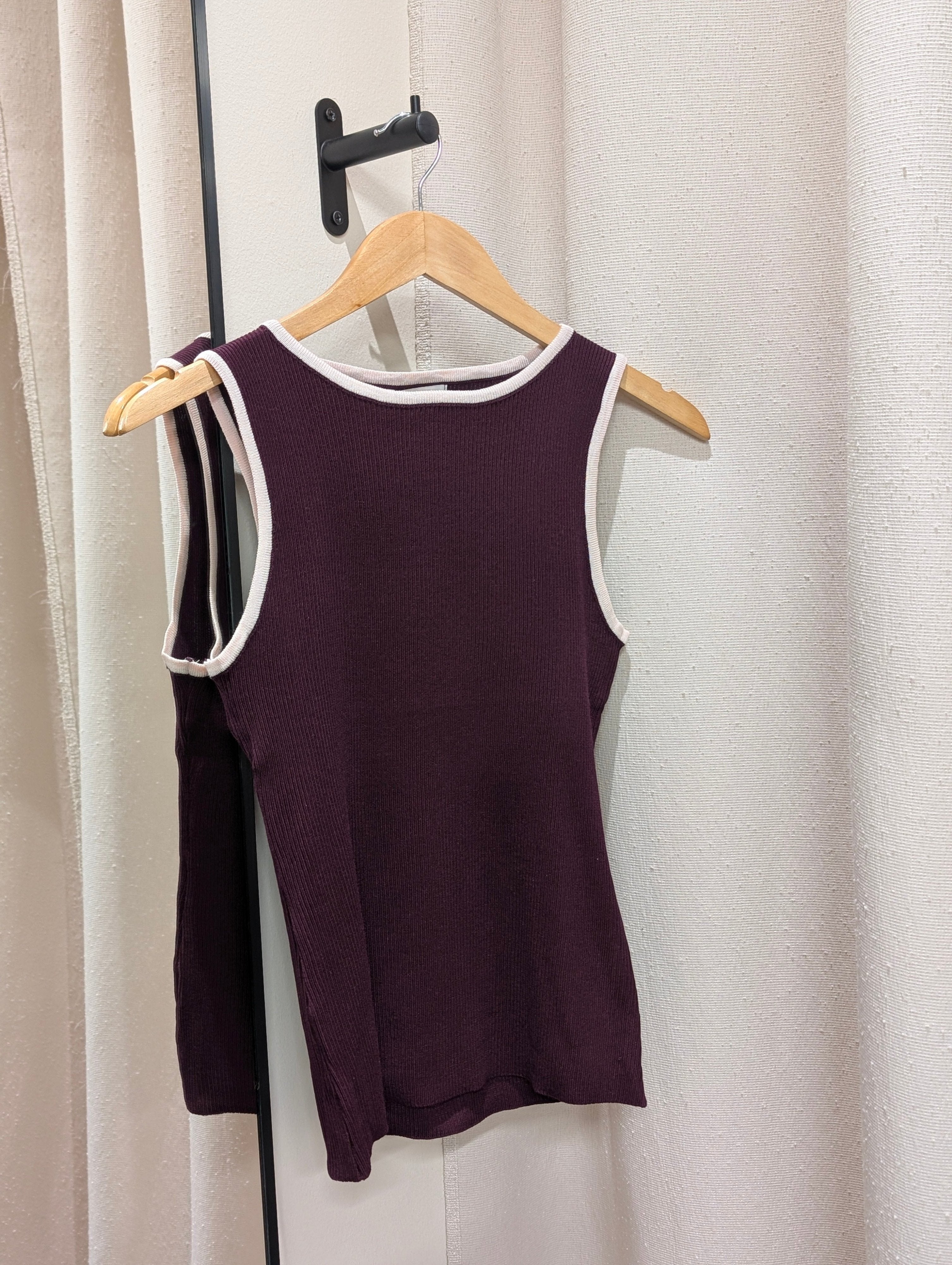 Contrast Trim Rib Tank – Burgundy/Pink - Kubanna