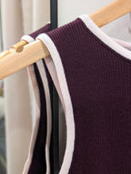 Contrast Trim Rib Tank – Burgundy/Pink - Kubanna