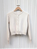 Cropped Button-Up Cardigan - Cream - Kubanna