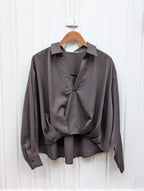 Daisy V-neck Longsleeve Top - Brown - Kubanna