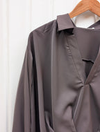 Daisy V-neck Longsleeve Top - Brown - Kubanna