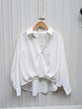 Daisy V-neck wrap blouse - White - Kubanna