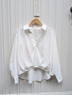 Daisy V-neck wrap blouse - White - Kubanna