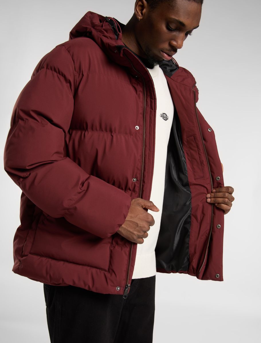 Dickies Eagleville Hooded Puffer Jacket - Burgundy - Kubanna