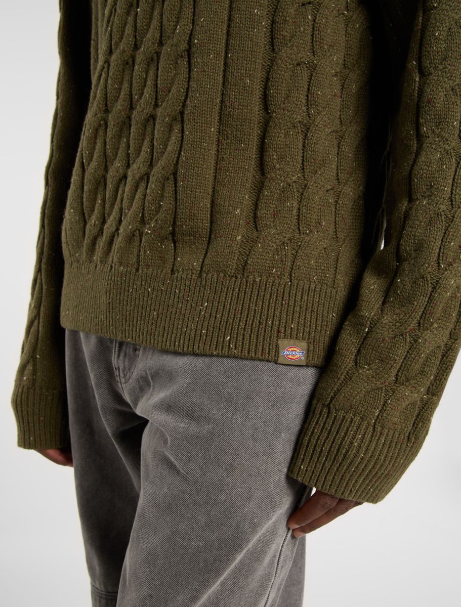 Dickies Vanleer Cable Sweater - Military Green - Kubanna