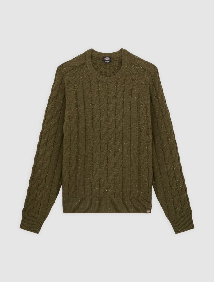 Dickies Vanleer Cable Sweater - Military Green - Kubanna
