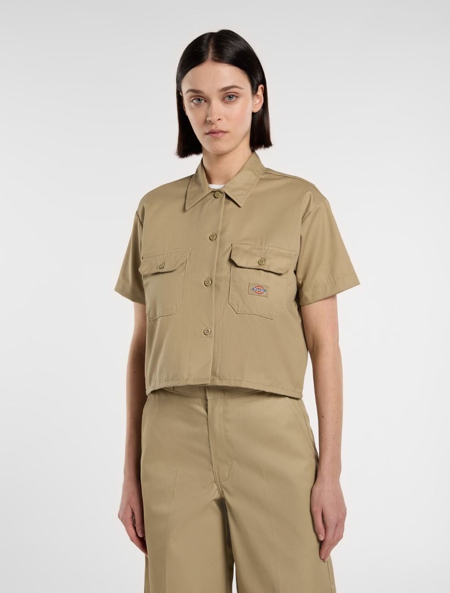Dickies Cropped S/S Work Shirt - Khaki - Kubanna