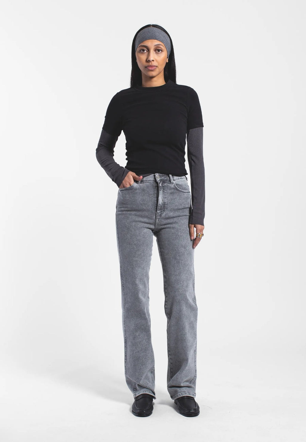 Dr. Denim Moxy High Straight Jeans - Ash Grey - Kubanna