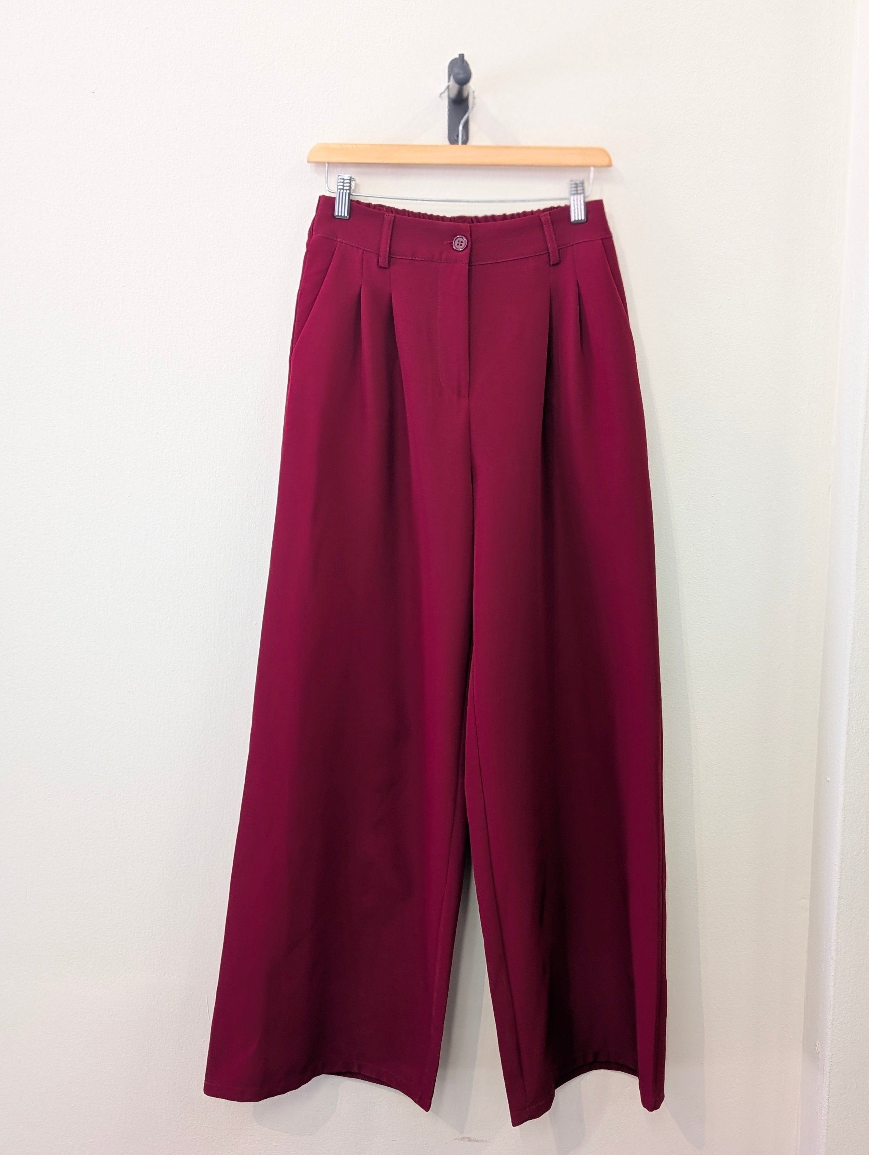 Elara Tailored Pants – Burgundy - Kubanna