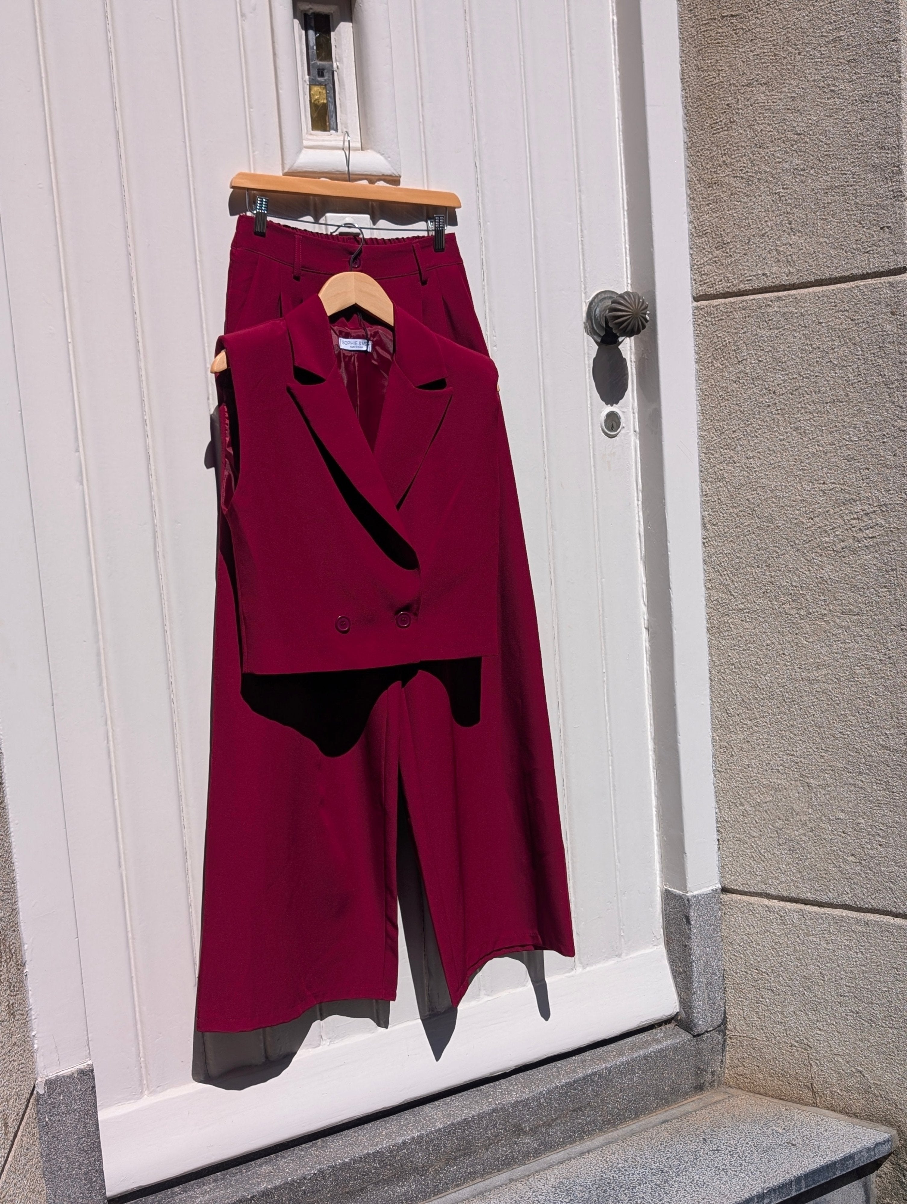 Elara Tailored Pants – Burgundy - Kubanna