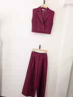 Elara Tailored Pants – Burgundy - Kubanna