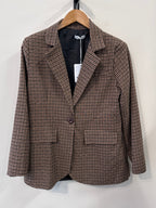 Elizabeth Checkered Blazer - Brown - Kubanna