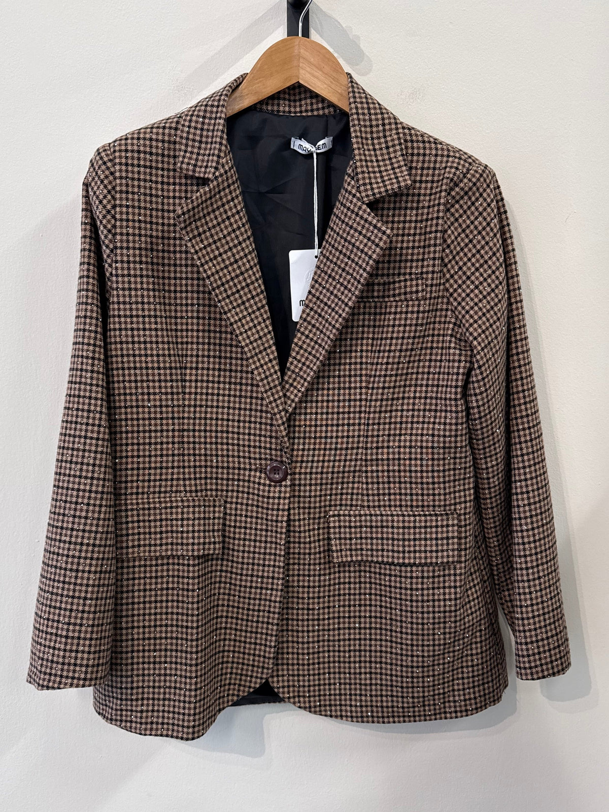 Elizabeth Checkered Blazer - Brown - Kubanna