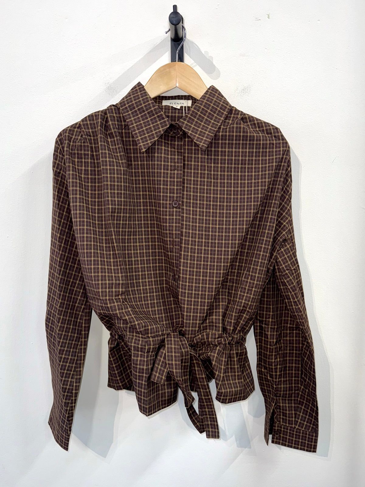 Ellena Checkered Blouse - Brown - Kubanna