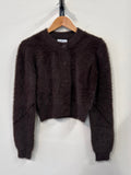 Floor Fluffy Cropped Cardigan - Brown - Kubanna