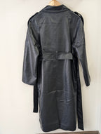 Gina Tricot Belted PU Trench Coat - Black - Kubanna