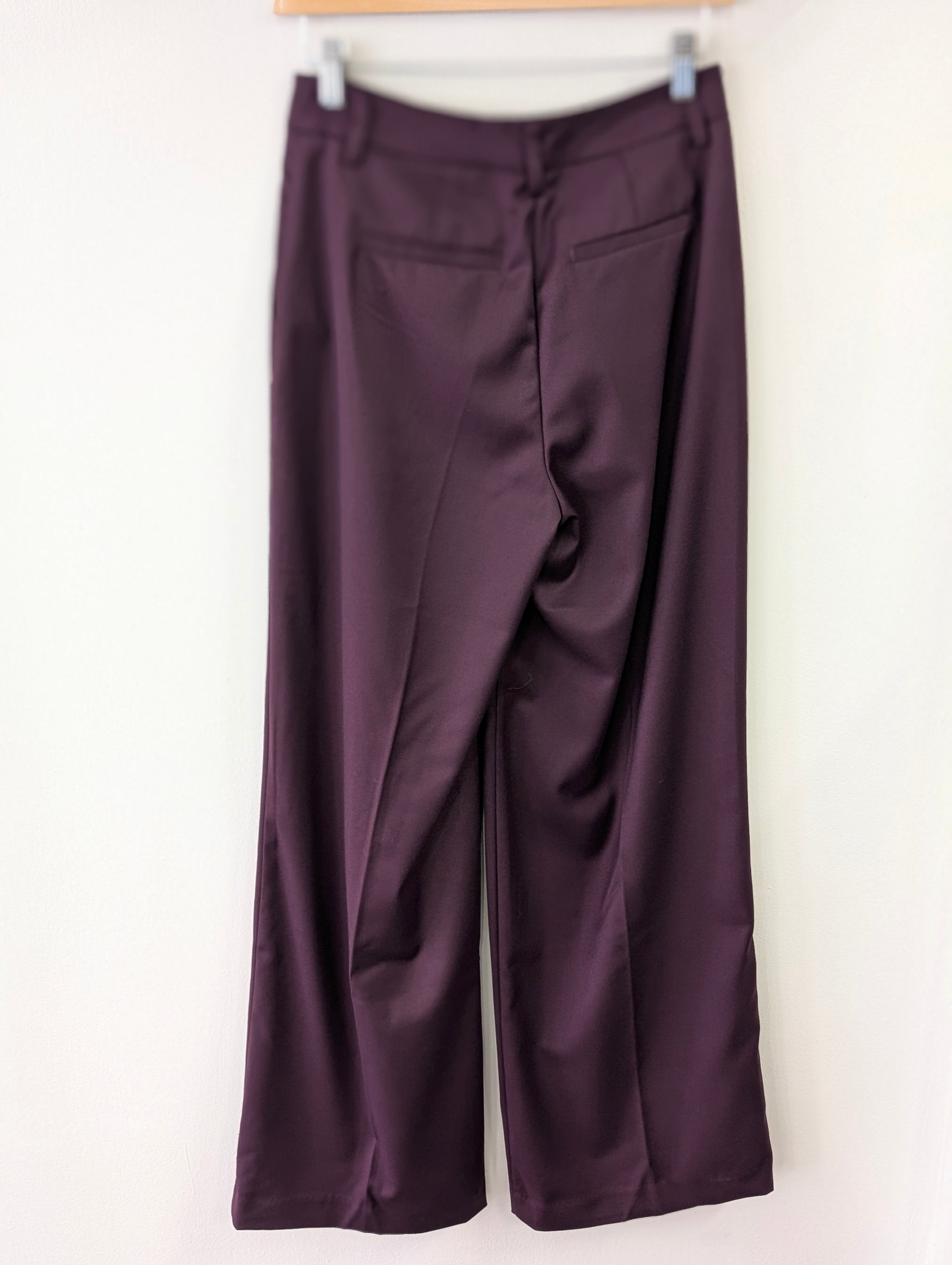 Gina Tricot High Waist Wide Trousers - Burgundy - Kubanna