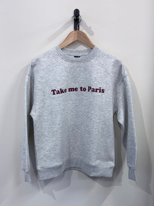 Gina Tricot Printed Sweater Paris - Grey - Kubanna