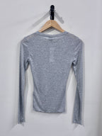 Gina Tricot Sheer Top Longsleeve - Greymelange - Kubanna