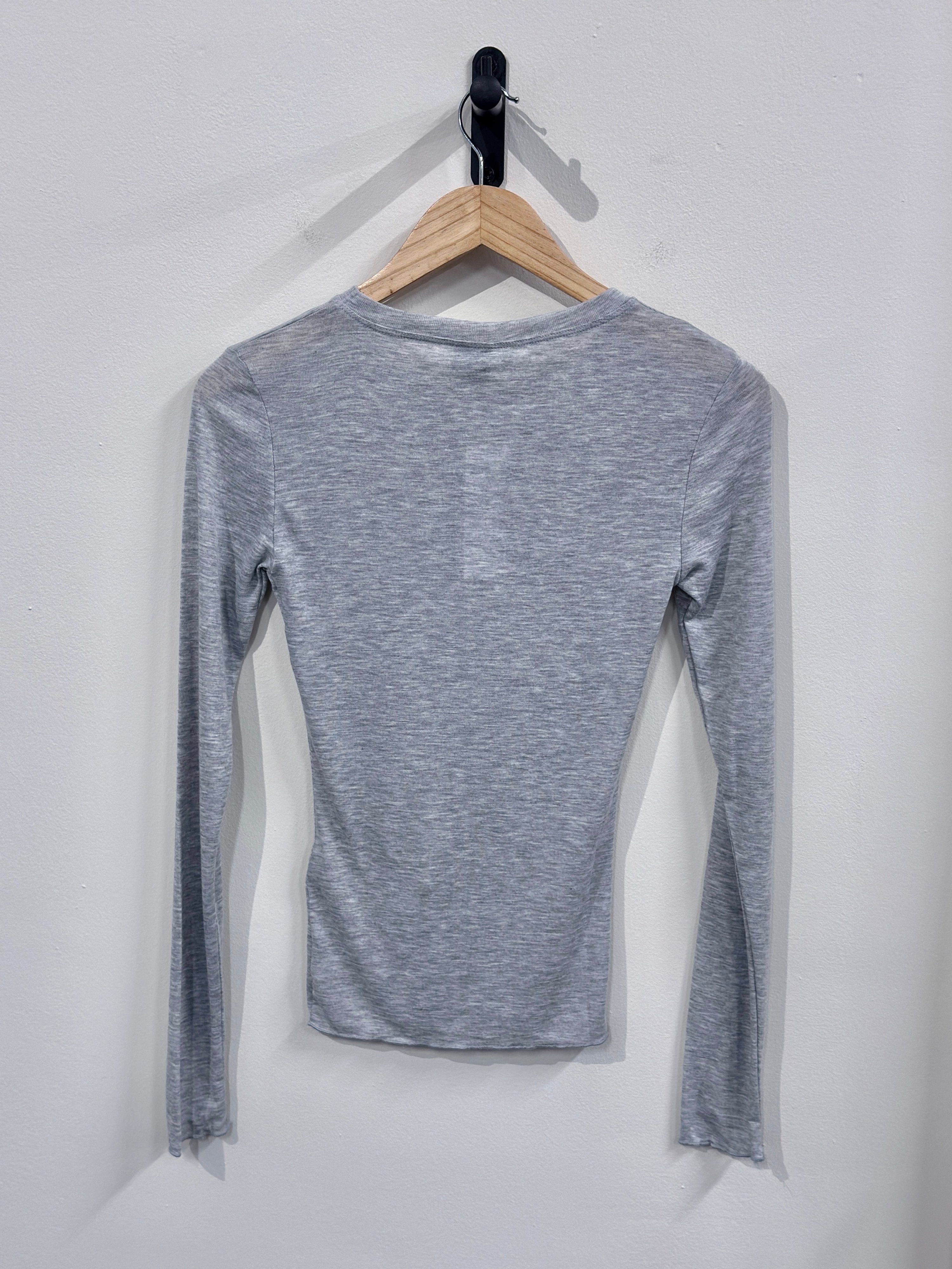 Gina Tricot Sheer Top Longsleeve - Greymelange - Kubanna