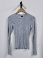 Gina Tricot Sheer Top Longsleeve - Greymelange - Kubanna