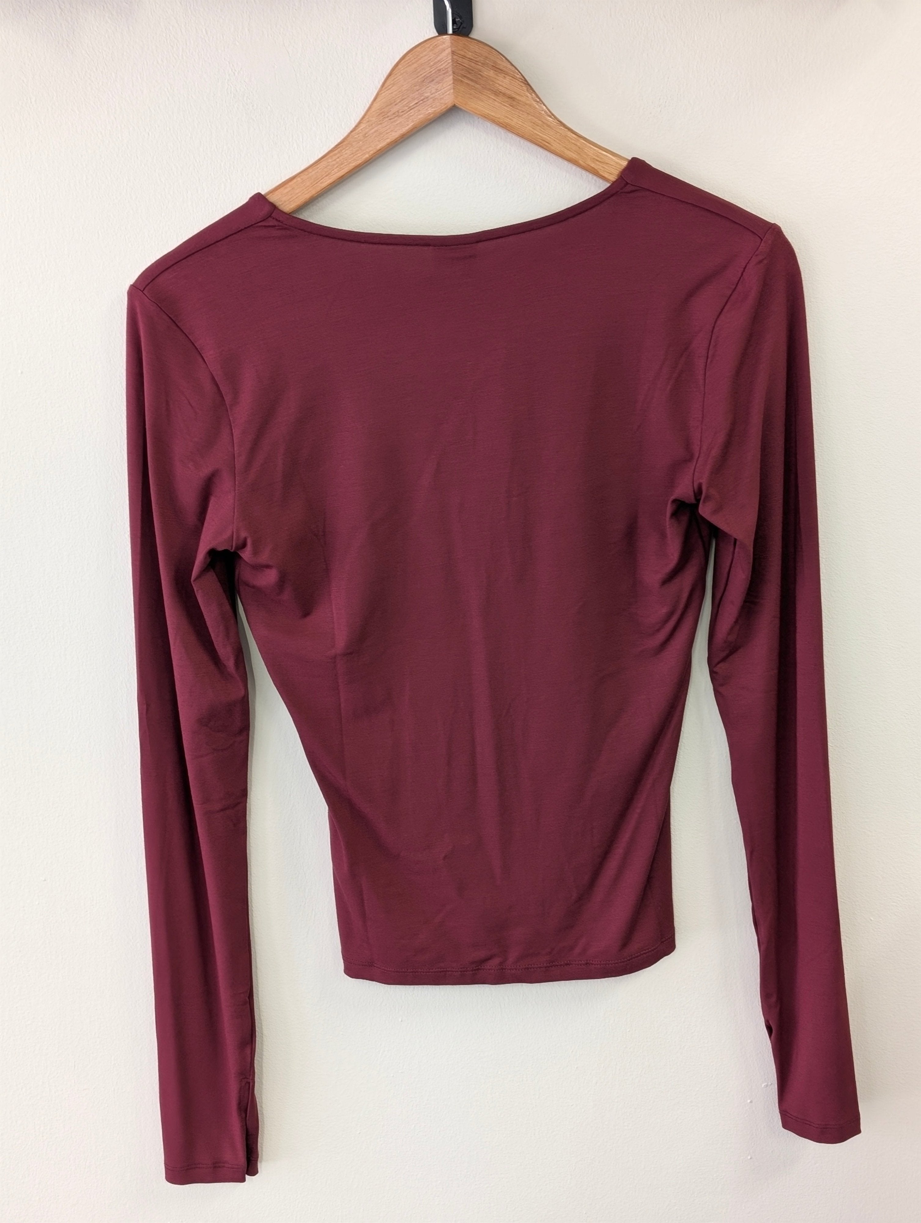 Gina Tricot Soft Touch V - Neck Top - Burgundy - Kubanna