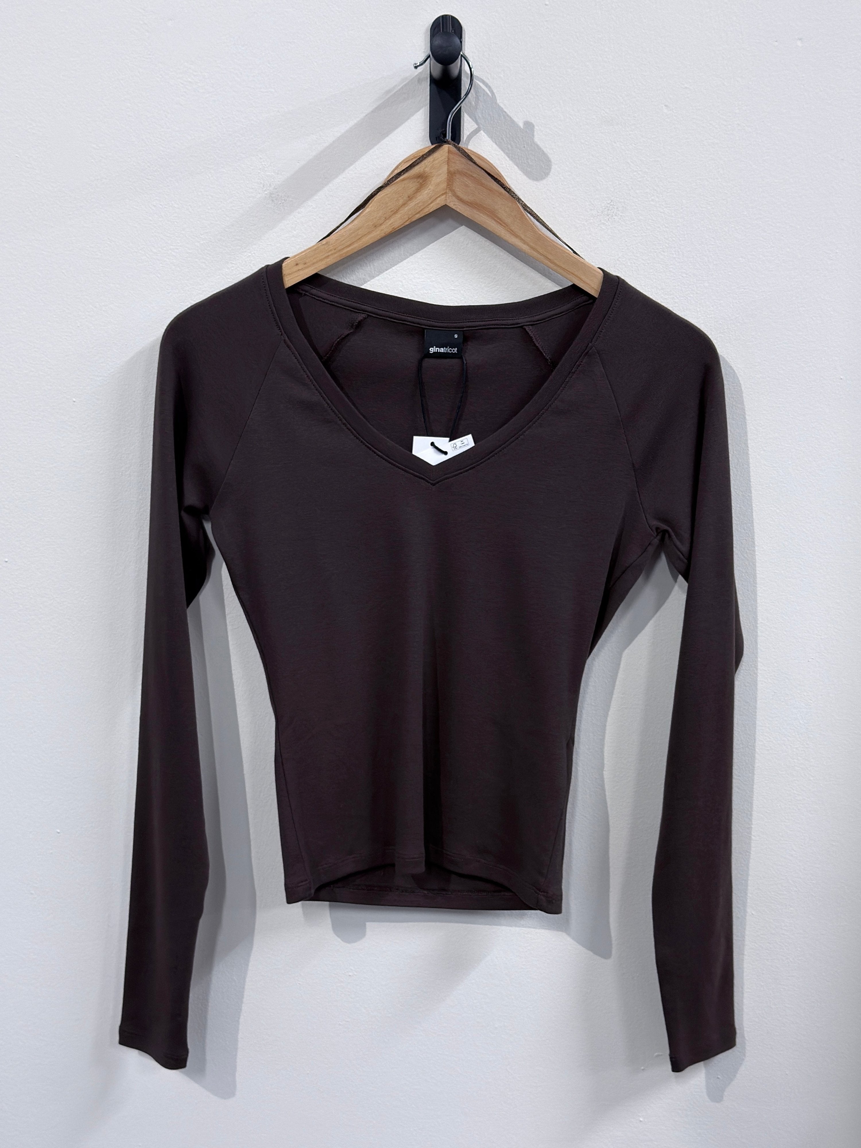 Gina Tricot V - Neck Top - Seal Brown - Kubanna