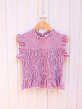 Gingham Smock Top Checkered- White/Ruby - Kubanna