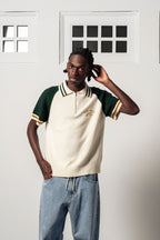 Goodies Sportive Biker Premium Knit Polo - Ecru/Green - Kubanna