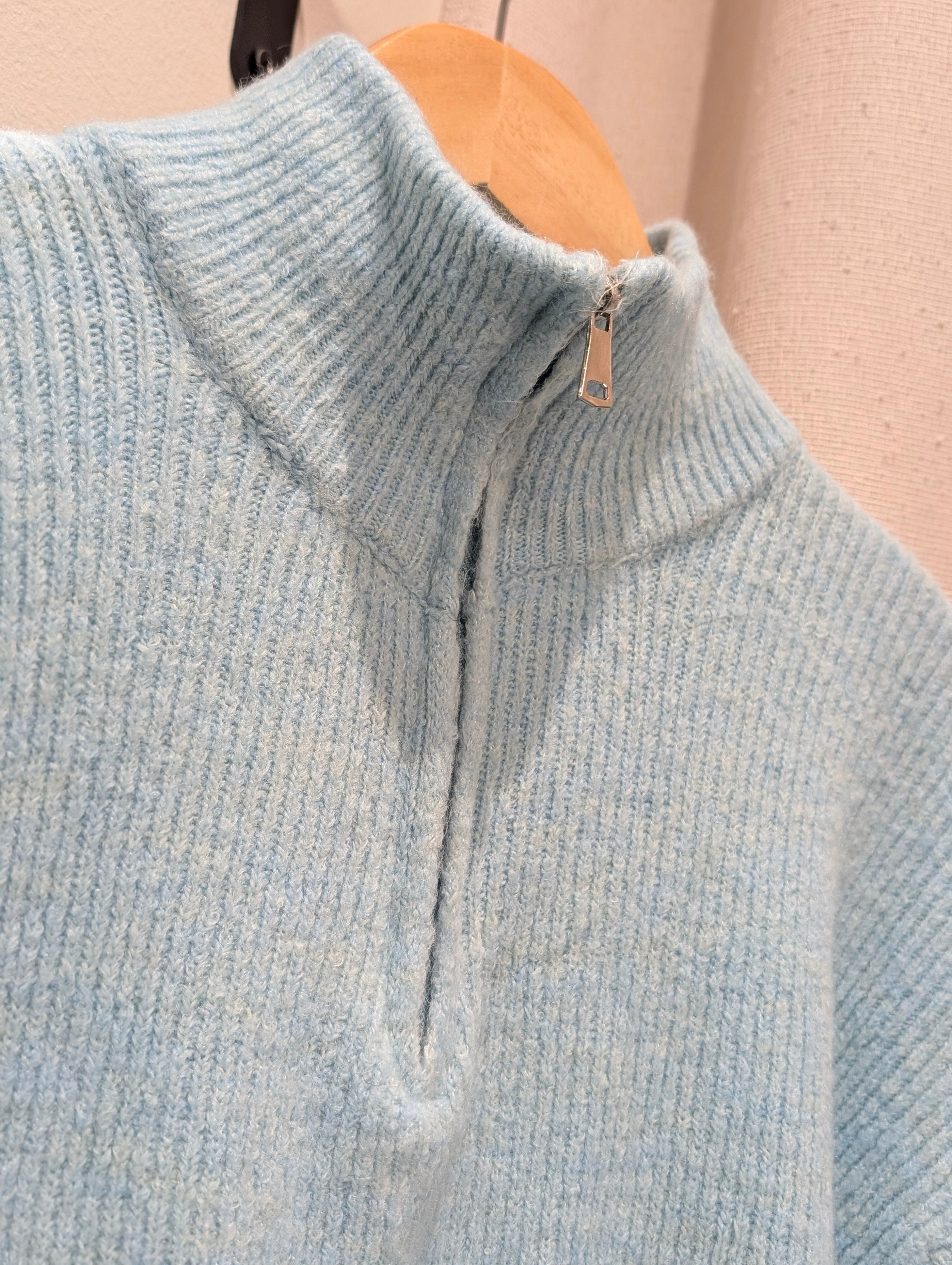 Half Zip Knit - Powder Blue - Kubanna